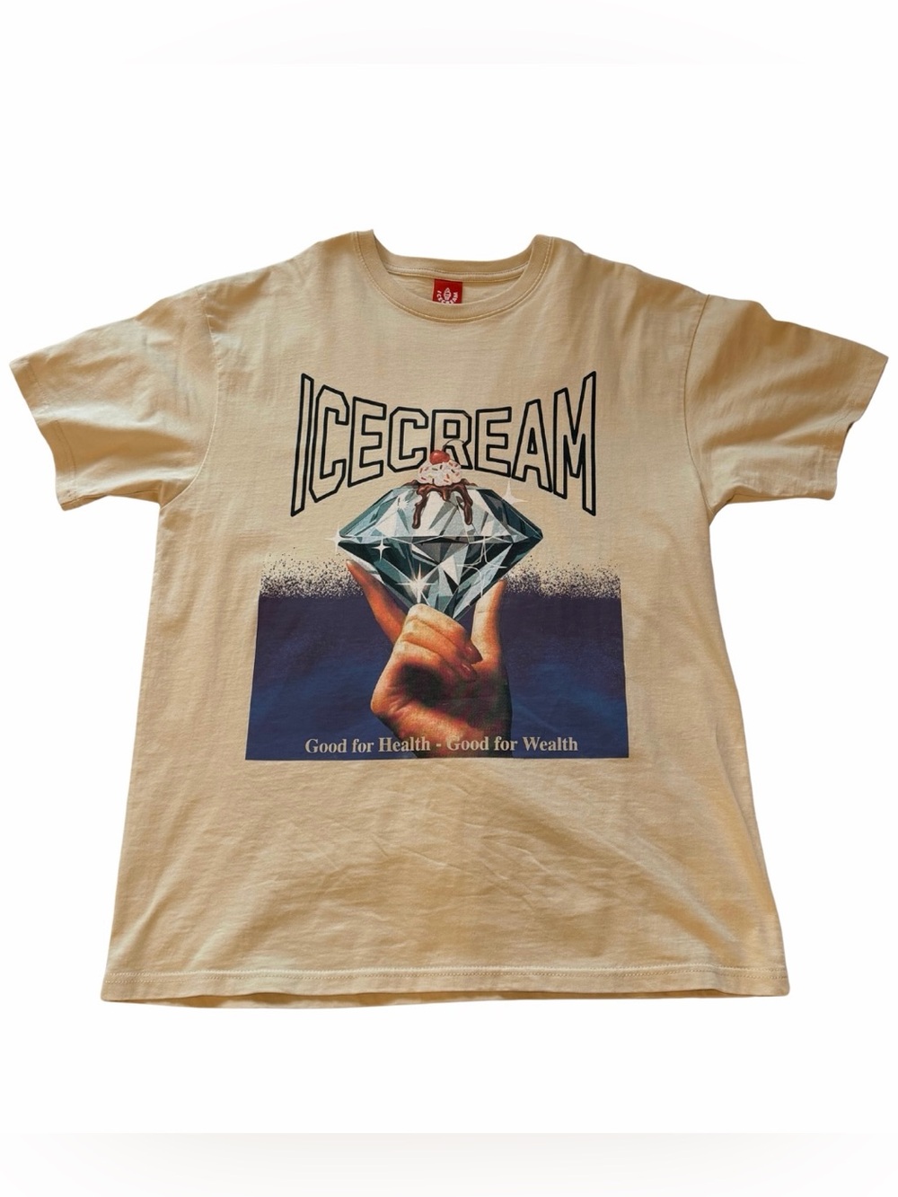 ICECREAM Cream Graphic Tee – Diamond Sundae “Good for Health Good for Wealth”